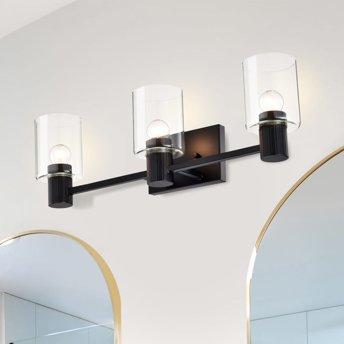 Vanity Nuvo 60-8063 Clarksville - 3 Light Vanity - Matte Black with Clear Glass Nuvo