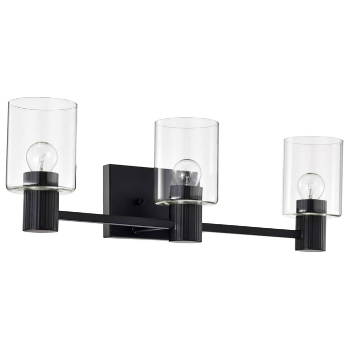 Vanity Nuvo 60-8063 Clarksville - 3 Light Vanity - Matte Black with Clear Glass Nuvo