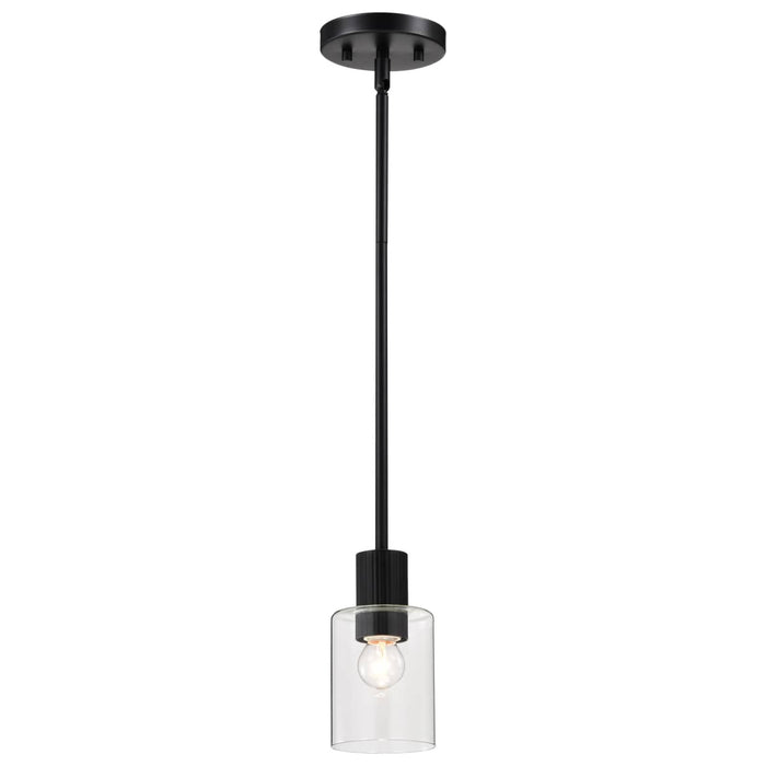 Mini Pendant Nuvo 60-8064 Clarksville - 5 Inch Mini Pendant - Matte Black with Clear Glass Nuvo