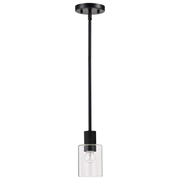 Mini Pendant Nuvo 60-8064 Clarksville - 5 Inch Mini Pendant - Matte Black with Clear Glass Nuvo