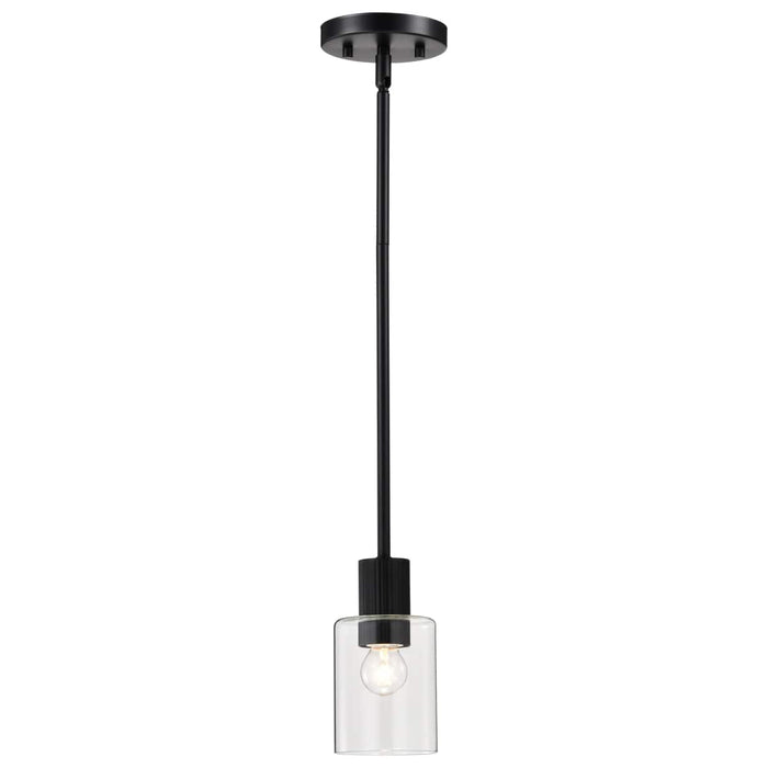 Mini Pendant Nuvo 60-8064 Clarksville - 5 Inch Mini Pendant - Matte Black with Clear Glass Nuvo