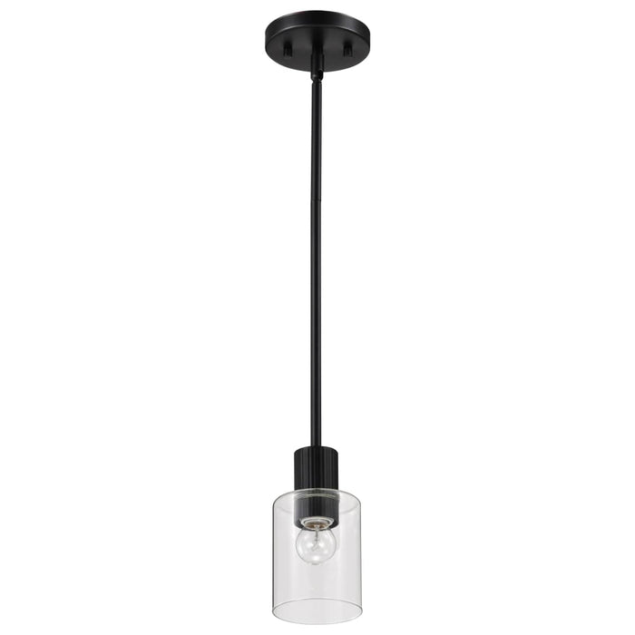 Mini Pendant Nuvo 60-8064 Clarksville - 5 Inch Mini Pendant - Matte Black with Clear Glass Nuvo