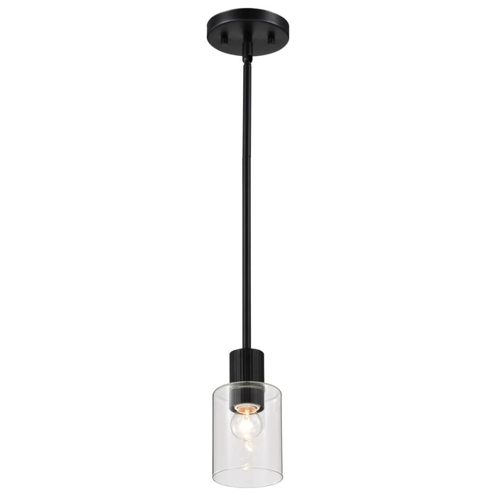 Mini Pendant Nuvo 60-8064 Clarksville - 5 Inch Mini Pendant - Matte Black with Clear Glass Nuvo