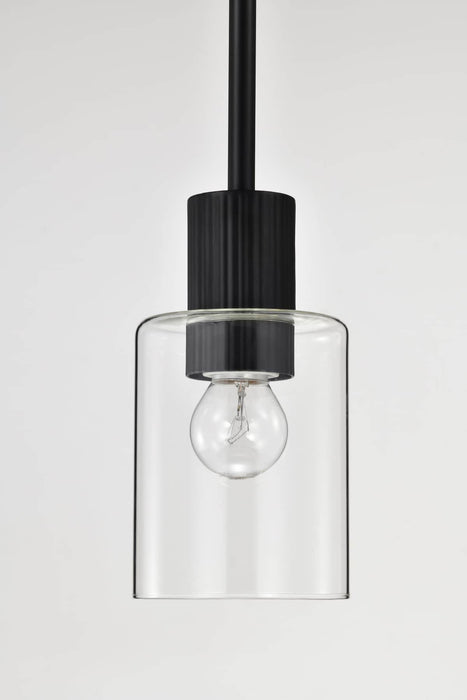 Mini Pendant Nuvo 60-8064 Clarksville - 5 Inch Mini Pendant - Matte Black with Clear Glass Nuvo