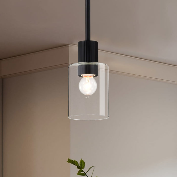 Mini Pendant Nuvo 60-8064 Clarksville - 5 Inch Mini Pendant - Matte Black with Clear Glass Nuvo