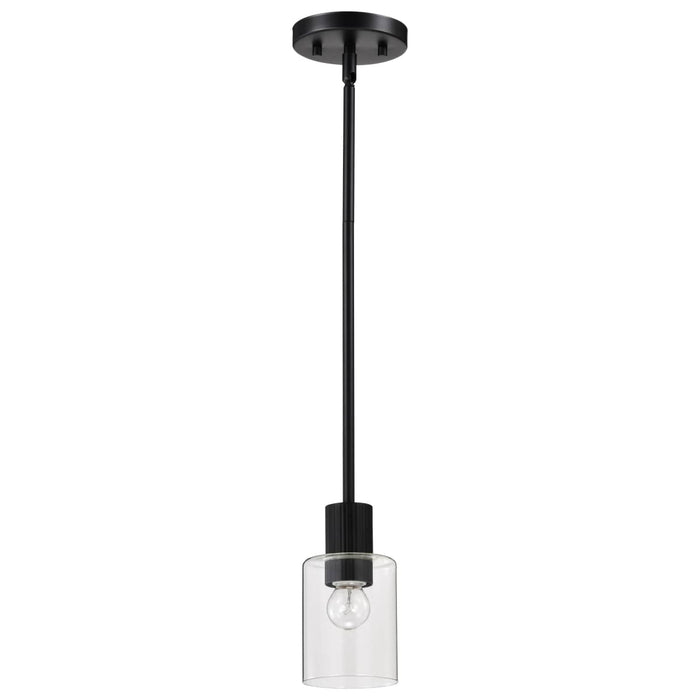 Mini Pendant Nuvo 60-8064 Clarksville - 5 Inch Mini Pendant - Matte Black with Clear Glass Nuvo