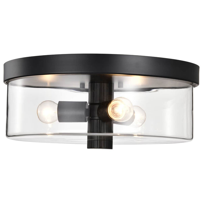 Flush Mount Nuvo 60-8065 Clarksville - 15 Inch Flush Mount - Matte Black with Clear Glass Nuvo