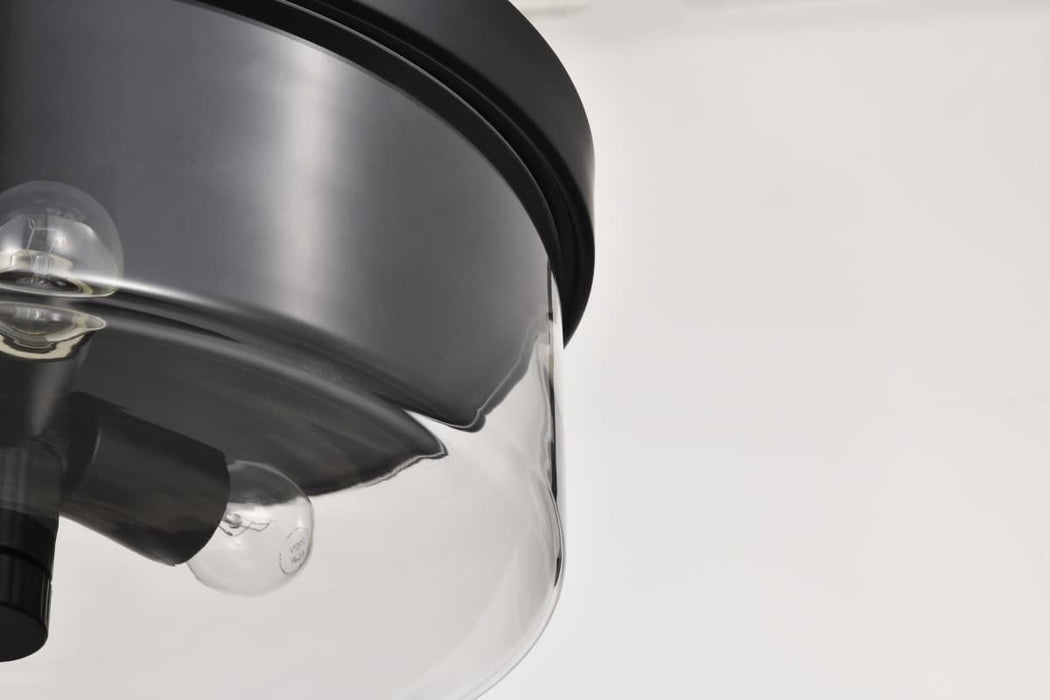 Flush Mount Nuvo 60-8065 Clarksville - 15 Inch Flush Mount - Matte Black with Clear Glass Nuvo