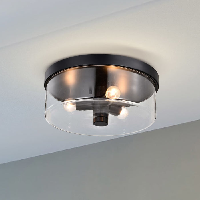 Flush Mount Nuvo 60-8065 Clarksville - 15 Inch Flush Mount - Matte Black with Clear Glass Nuvo