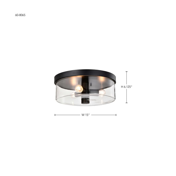 Flush Mount Nuvo 60-8065 Clarksville - 15 Inch Flush Mount - Matte Black with Clear Glass Nuvo