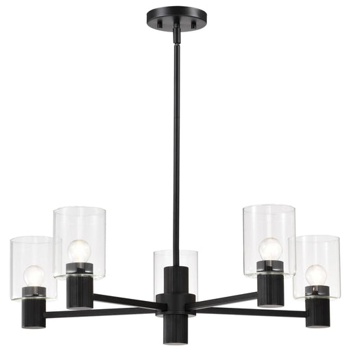 Chandelier Nuvo 60-8066 Clarksville - 28 Inch 5 Light Chandelier - Matte Black with Clear Glass Nuvo
