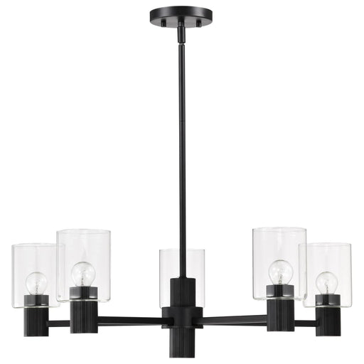 Chandelier Nuvo 60-8066 Clarksville - 28 Inch 5 Light Chandelier - Matte Black with Clear Glass Nuvo