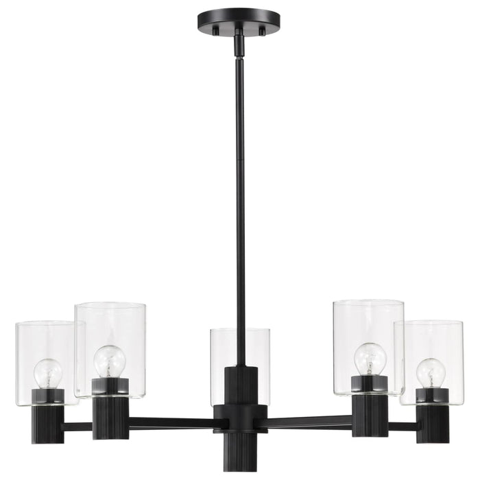 Chandelier Nuvo 60-8066 Clarksville - 28 Inch 5 Light Chandelier - Matte Black with Clear Glass Nuvo