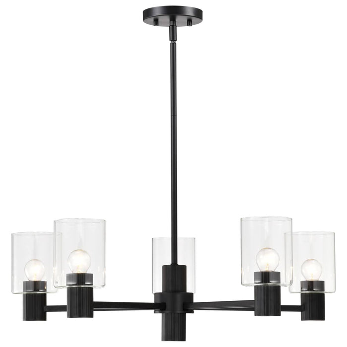 Chandelier Nuvo 60-8066 Clarksville - 28 Inch 5 Light Chandelier - Matte Black with Clear Glass Nuvo