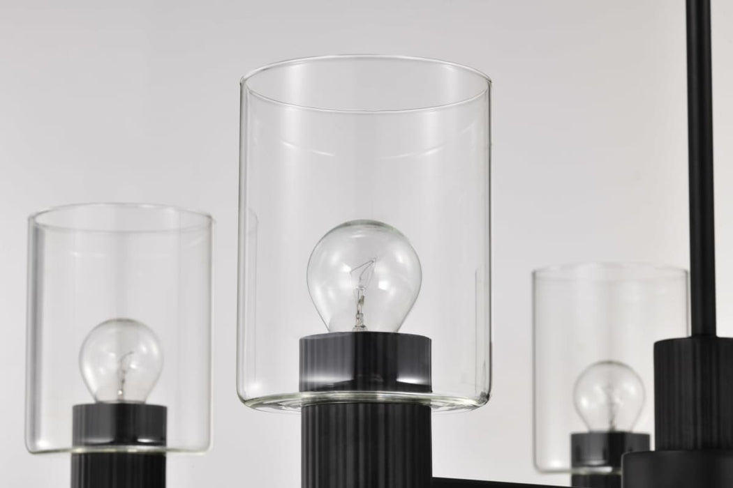 Chandelier Nuvo 60-8066 Clarksville - 28 Inch 5 Light Chandelier - Matte Black with Clear Glass Nuvo