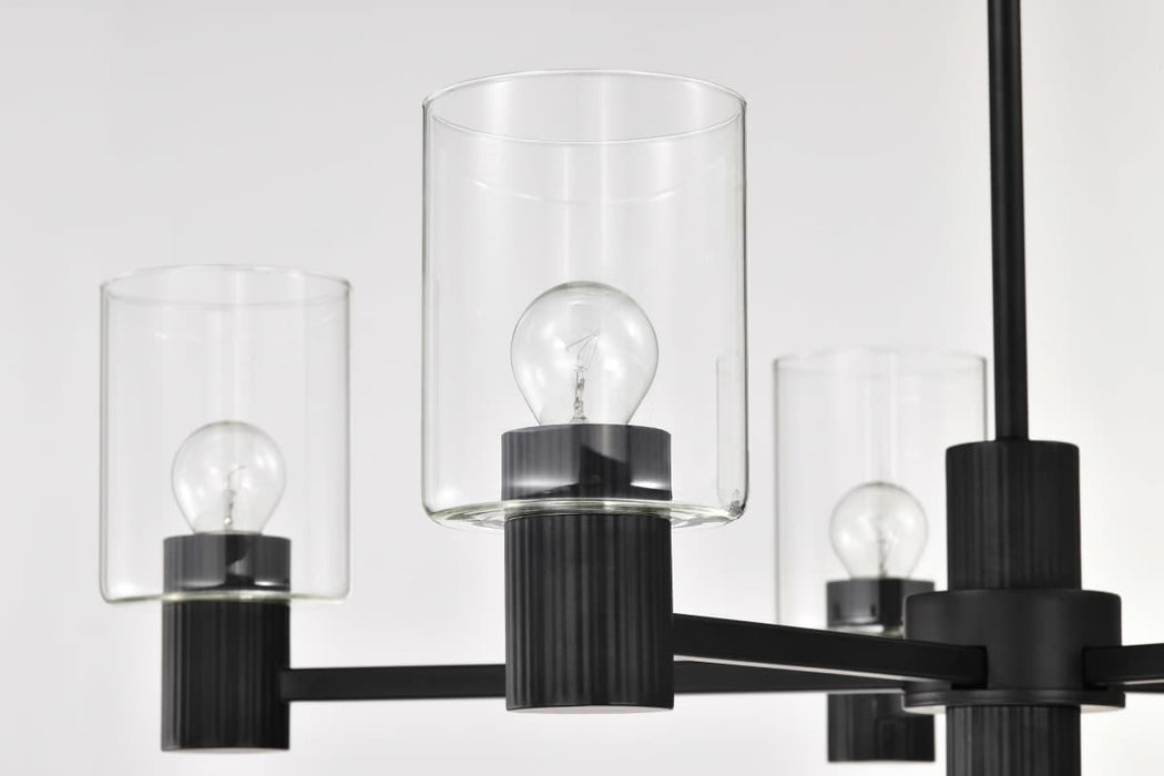 Chandelier Nuvo 60-8066 Clarksville - 28 Inch 5 Light Chandelier - Matte Black with Clear Glass Nuvo