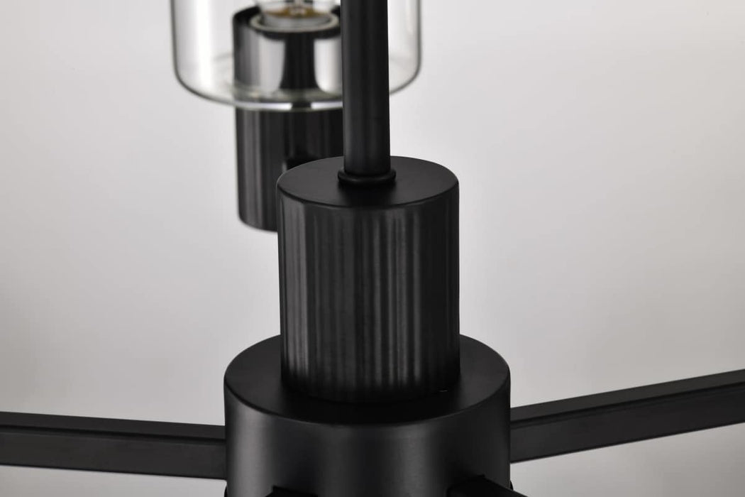 Chandelier Nuvo 60-8066 Clarksville - 28 Inch 5 Light Chandelier - Matte Black with Clear Glass Nuvo