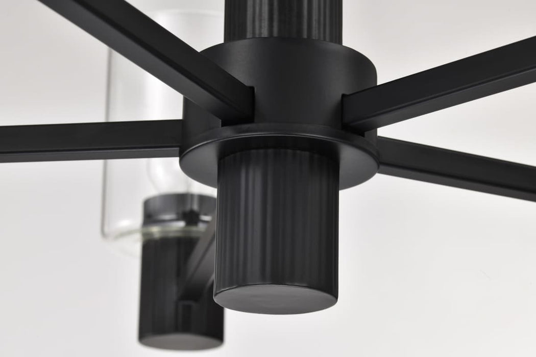 Chandelier Nuvo 60-8066 Clarksville - 28 Inch 5 Light Chandelier - Matte Black with Clear Glass Nuvo