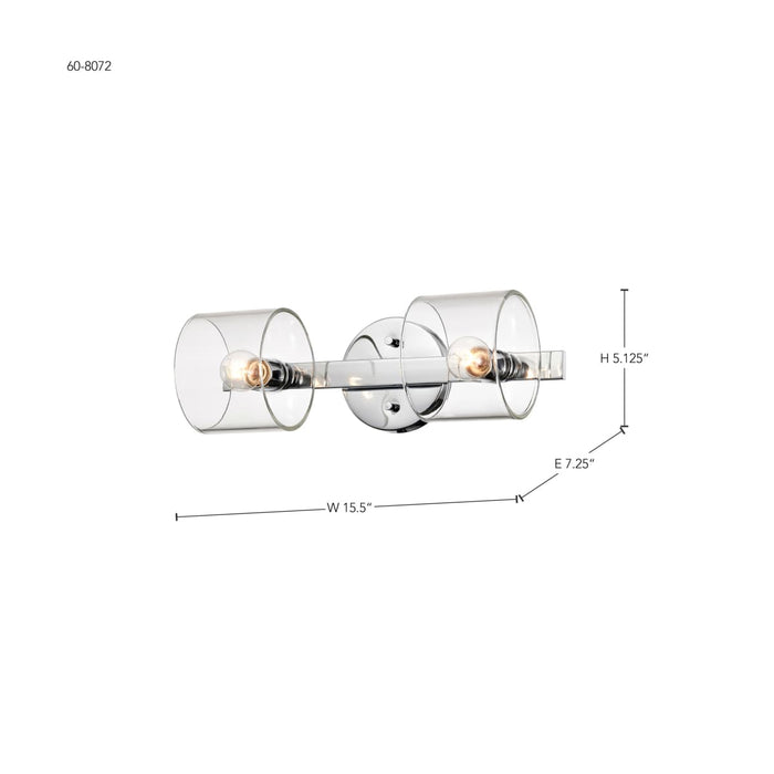 Vanity Nuvo 60-8072 Marlowe - 2 Light Vanity - Polished Nickel with Clear Glass - Polished Nickel Finish Nuvo