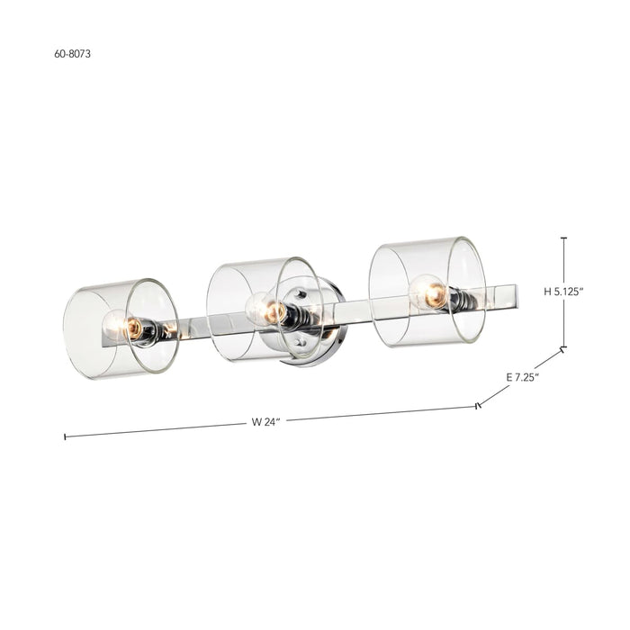 Vanity Nuvo 60-8073 Marlowe - 3 Light Vanity - Polished Nickel with Clear Glass - Polished Nickel Finish Nuvo