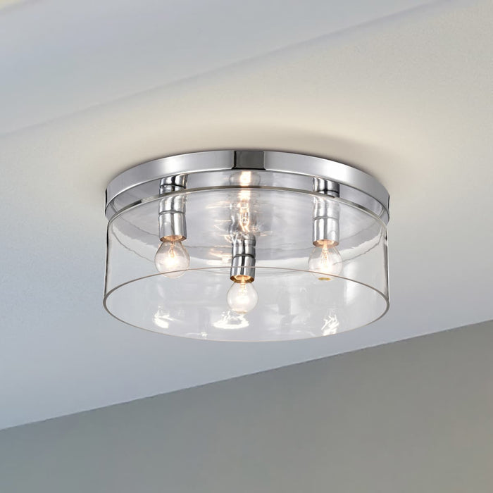 Flush Mount Nuvo 60-8074 Marlowe - 15 Inch Flush Mount - Polished Nickel with Clear Glass - Polished Nickel Finish Nuvo