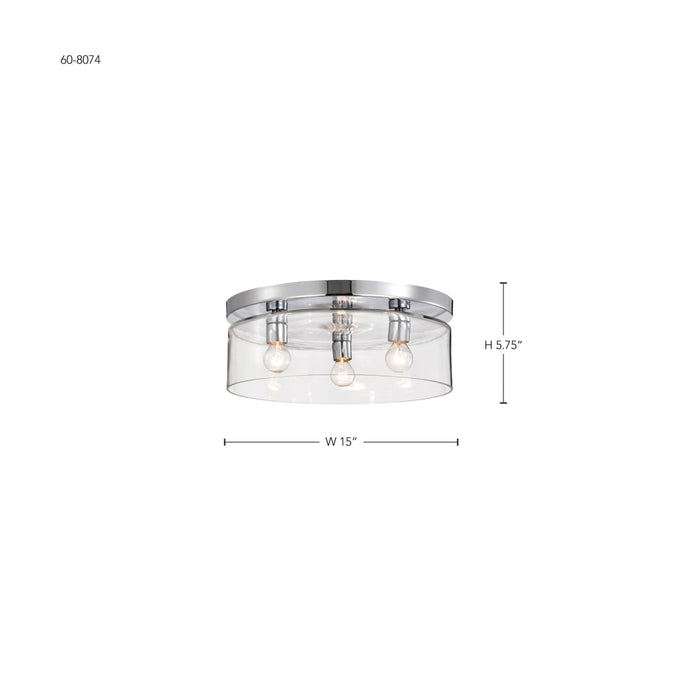 Flush Mount Nuvo 60-8074 Marlowe - 15 Inch Flush Mount - Polished Nickel with Clear Glass - Polished Nickel Finish Nuvo