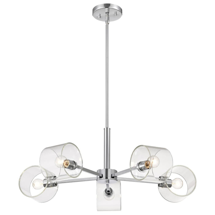 Chandelier Nuvo 60-8075 Marlowe - 28 Inch 5 Light Chandelier - Polished Nickel with Clear Glass - Polished Nickel Finish Nuvo