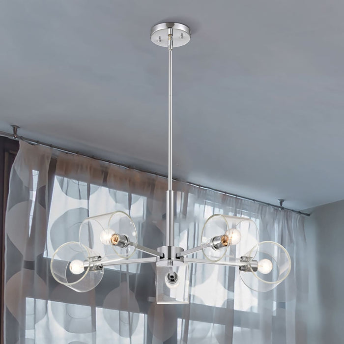 Chandelier Nuvo 60-8075 Marlowe - 28 Inch 5 Light Chandelier - Polished Nickel with Clear Glass - Polished Nickel Finish Nuvo