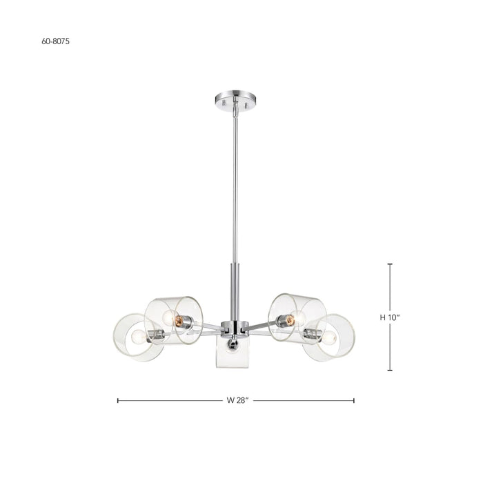 Chandelier Nuvo 60-8075 Marlowe - 28 Inch 5 Light Chandelier - Polished Nickel with Clear Glass - Polished Nickel Finish Nuvo