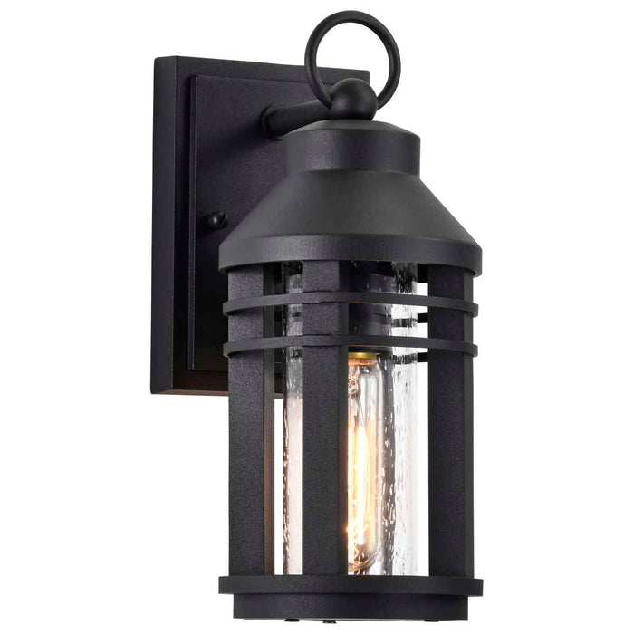 Wall Lantern Nuvo 60-8101 Wilton - 1 Light Small Wall Lantern - Matte Black with Clear Seeded Glass Nuvo