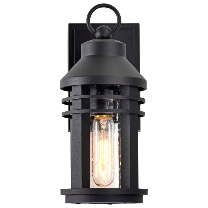Wall Lantern Nuvo 60-8101 Wilton - 1 Light Small Wall Lantern - Matte Black with Clear Seeded Glass Nuvo