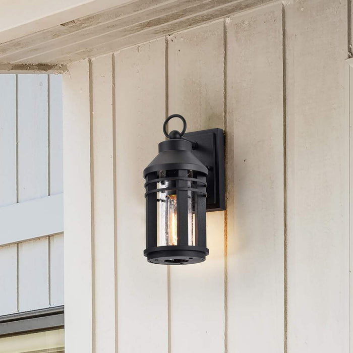 Wall Lantern Nuvo 60-8101 Wilton - 1 Light Small Wall Lantern - Matte Black with Clear Seeded Glass Nuvo