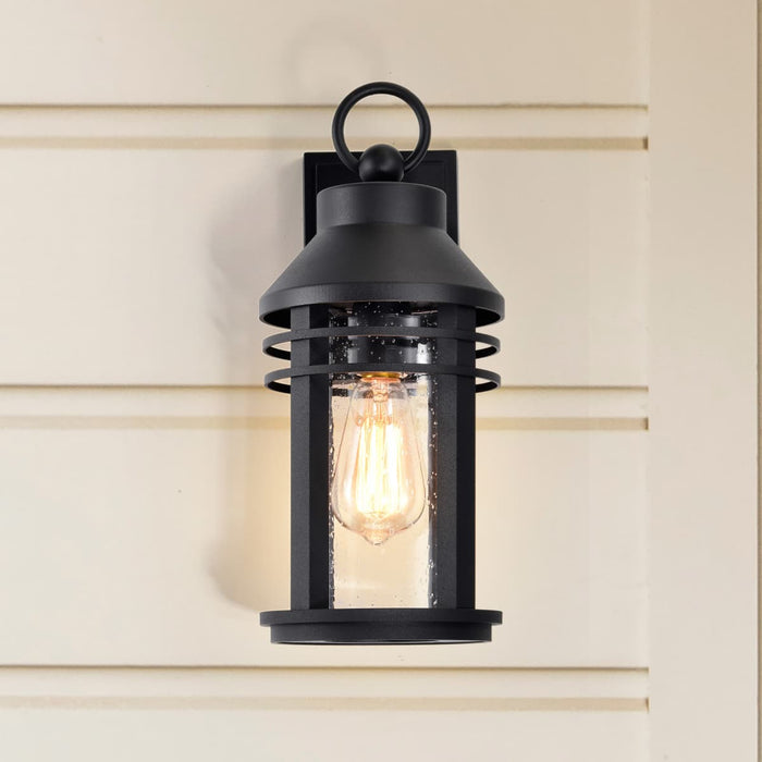 Wall Lantern Nuvo 60-8102 Wilton - 1 Light Medium Wall Lantern - Matte Black with Clear Seeded Glass Nuvo