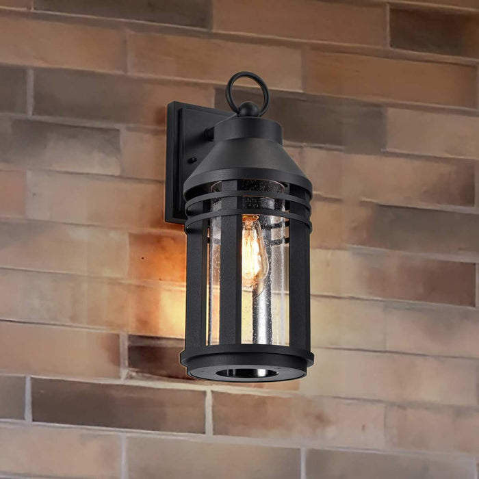 Wall Lantern Nuvo 60-8103 Wilton - 1 Light Large Wall Lantern - Matte Black with Clear Seeded Glass Nuvo
