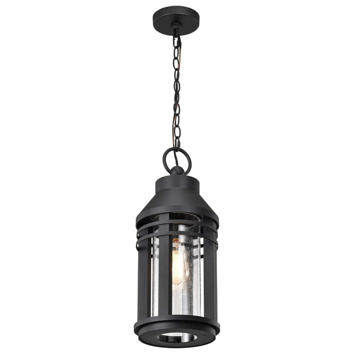 Hanging Lantern Nuvo 60-8104 Wilton - 1 Light Hanging Lantern - Matte Black with Clear Seeded Glass Nuvo