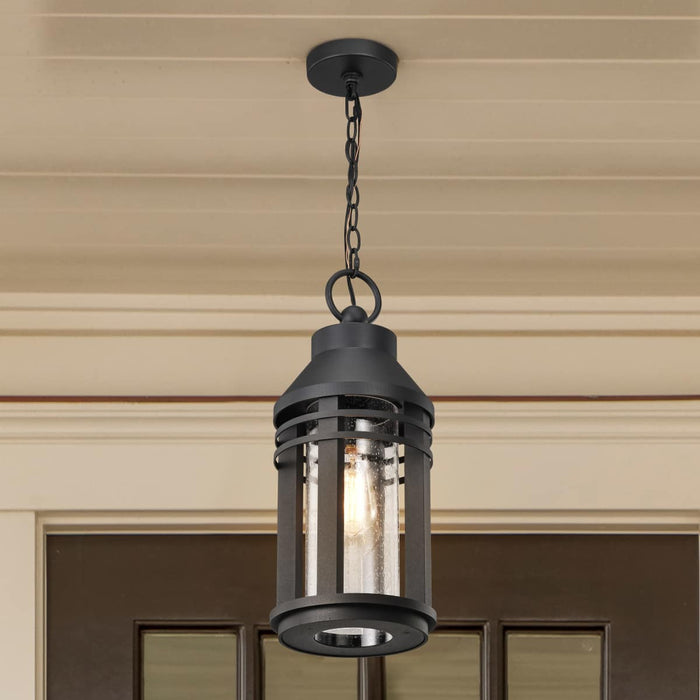 Hanging Lantern Nuvo 60-8104 Wilton - 1 Light Hanging Lantern - Matte Black with Clear Seeded Glass Nuvo