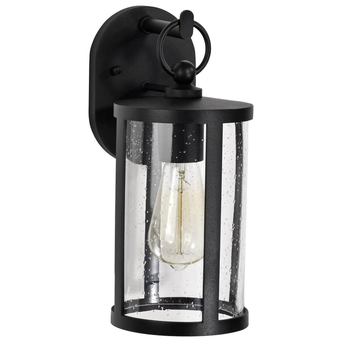 Wall Lantern Nuvo 60-8111 Broadstone - 1 Light Small Wall Lantern - Matte Black with Clear Seeded Glass Nuvo