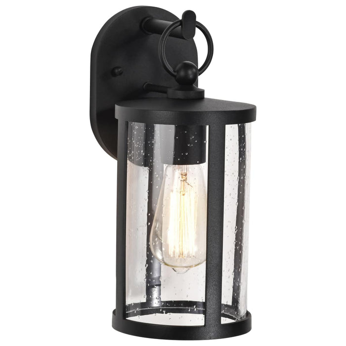 Wall Lantern Nuvo 60-8111 Broadstone - 1 Light Small Wall Lantern - Matte Black with Clear Seeded Glass Nuvo