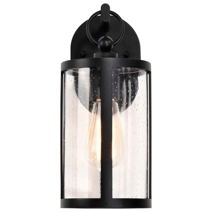 Wall Lantern Nuvo 60-8111 Broadstone - 1 Light Small Wall Lantern - Matte Black with Clear Seeded Glass Nuvo