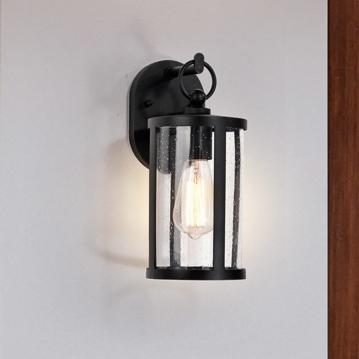 Wall Lantern Nuvo 60-8111 Broadstone - 1 Light Small Wall Lantern - Matte Black with Clear Seeded Glass Nuvo