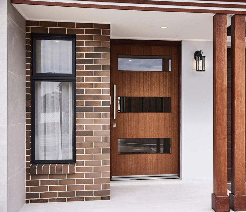 Wall Lantern Nuvo 60-8111 Broadstone - 1 Light Small Wall Lantern - Matte Black with Clear Seeded Glass Nuvo