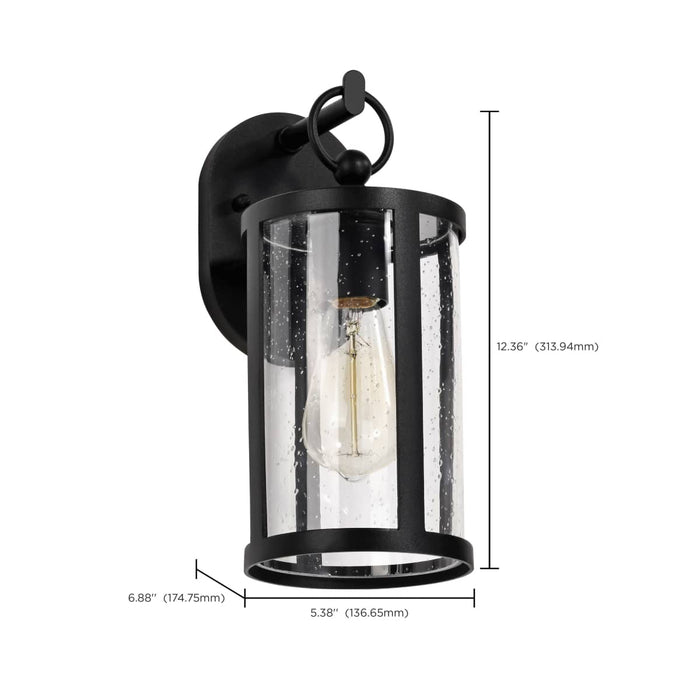 Wall Lantern Nuvo 60-8111 Broadstone - 1 Light Small Wall Lantern - Matte Black with Clear Seeded Glass Nuvo
