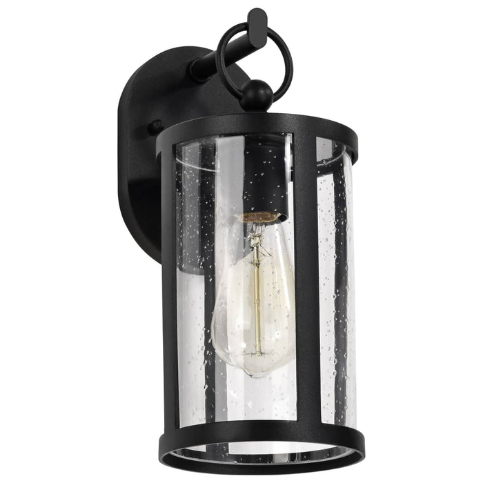 Wall Lantern Nuvo 60-8111 Broadstone - 1 Light Small Wall Lantern - Matte Black with Clear Seeded Glass Nuvo