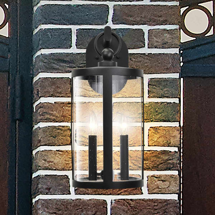 Wall Lantern Nuvo 60-8112 Broadstone - 2 Light Medium Wall Lantern - Matte Black with Clear Seeded Glass Nuvo