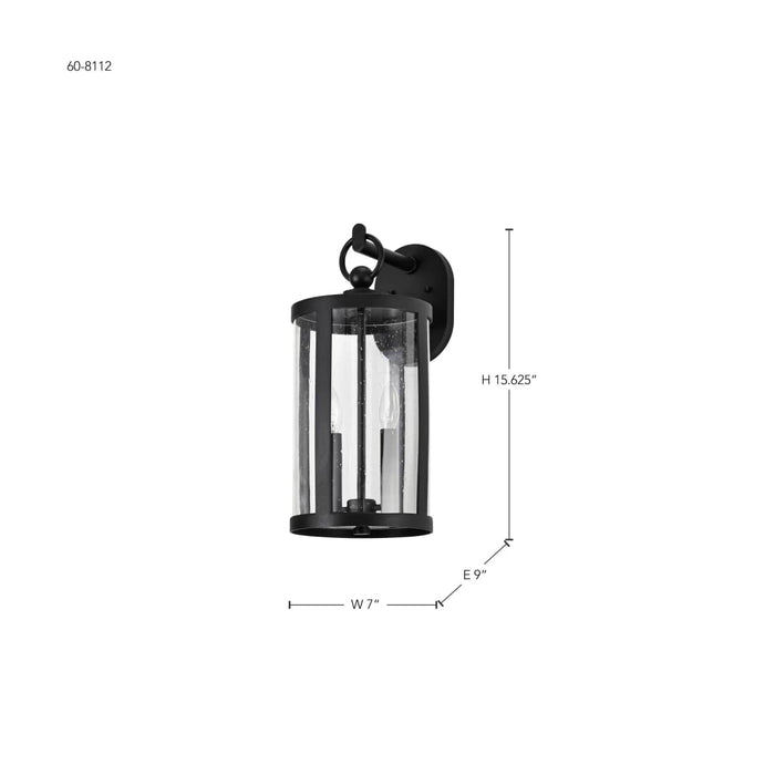 Wall Lantern Nuvo 60-8112 Broadstone - 2 Light Medium Wall Lantern - Matte Black with Clear Seeded Glass Nuvo