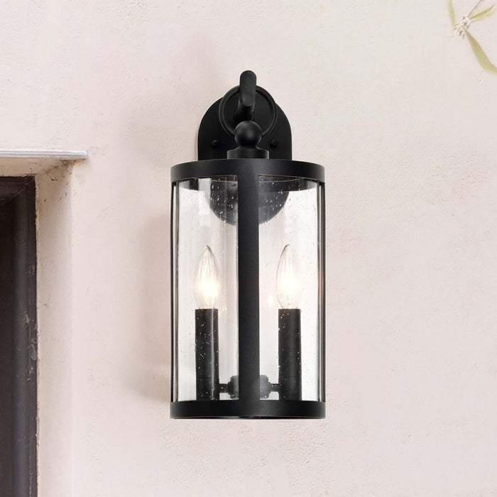 Wall Lantern Nuvo 60-8113 Broadstone - 2 Light Large Wall Lantern - Matte Black with Clear Seeded Glass Nuvo