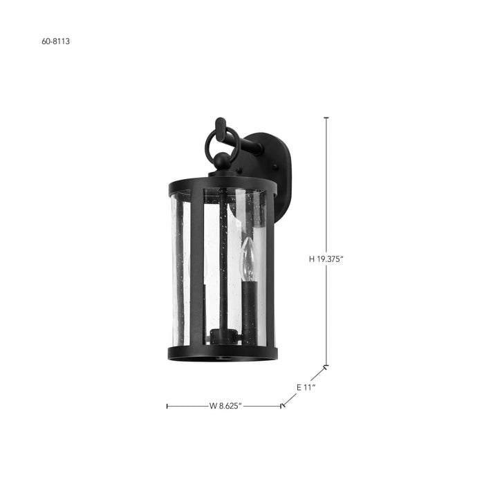 Wall Lantern Nuvo 60-8113 Broadstone - 2 Light Large Wall Lantern - Matte Black with Clear Seeded Glass Nuvo