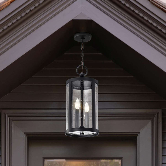 Hanging Lantern Nuvo 60-8115 Broadstone - 2 Light Hanging Lantern - Matte Black with Clear Seeded Glass Nuvo