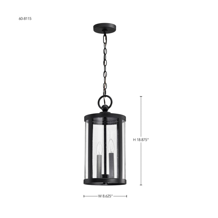 Hanging Lantern Nuvo 60-8115 Broadstone - 2 Light Hanging Lantern - Matte Black with Clear Seeded Glass Nuvo