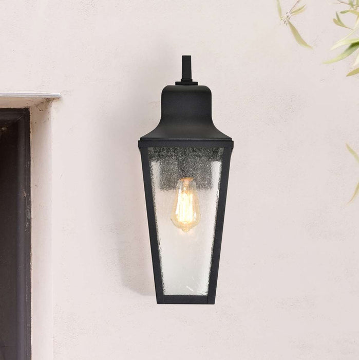 Wall Lantern Nuvo 60-8133 Lawrence - 1 Light Large Wall Lantern - Matte Black with Clear Seeded Glass Nuvo